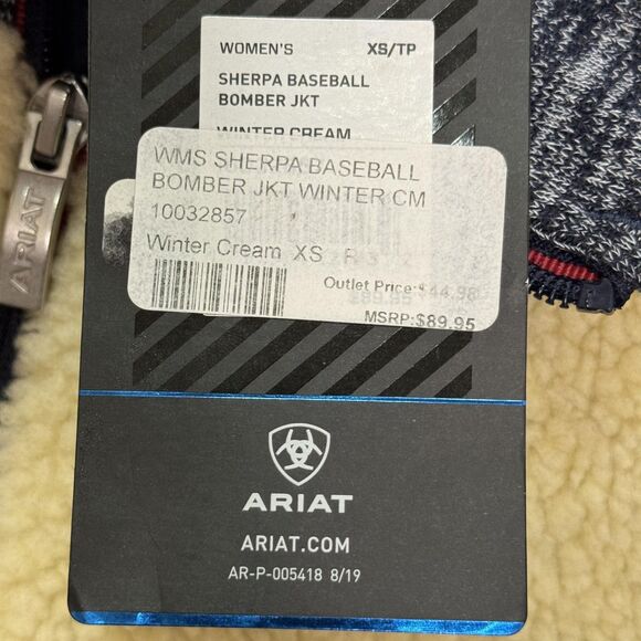 Ariat Jacket Womens XS Winter Cream Sherpa Baseball Bomber AriatTEK Zip - Picture 3 of 10